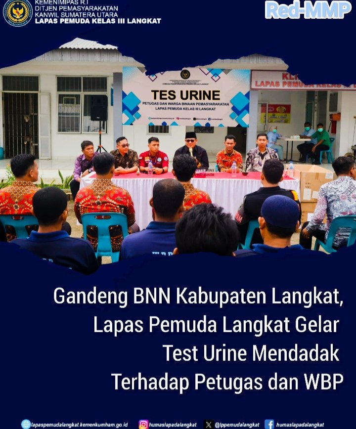 Gandeng BNN Kabupaten Langkat, Lapas Pemuda Langkat Gelar Test Urine Mendadak Terhadap Petugas dan WBP